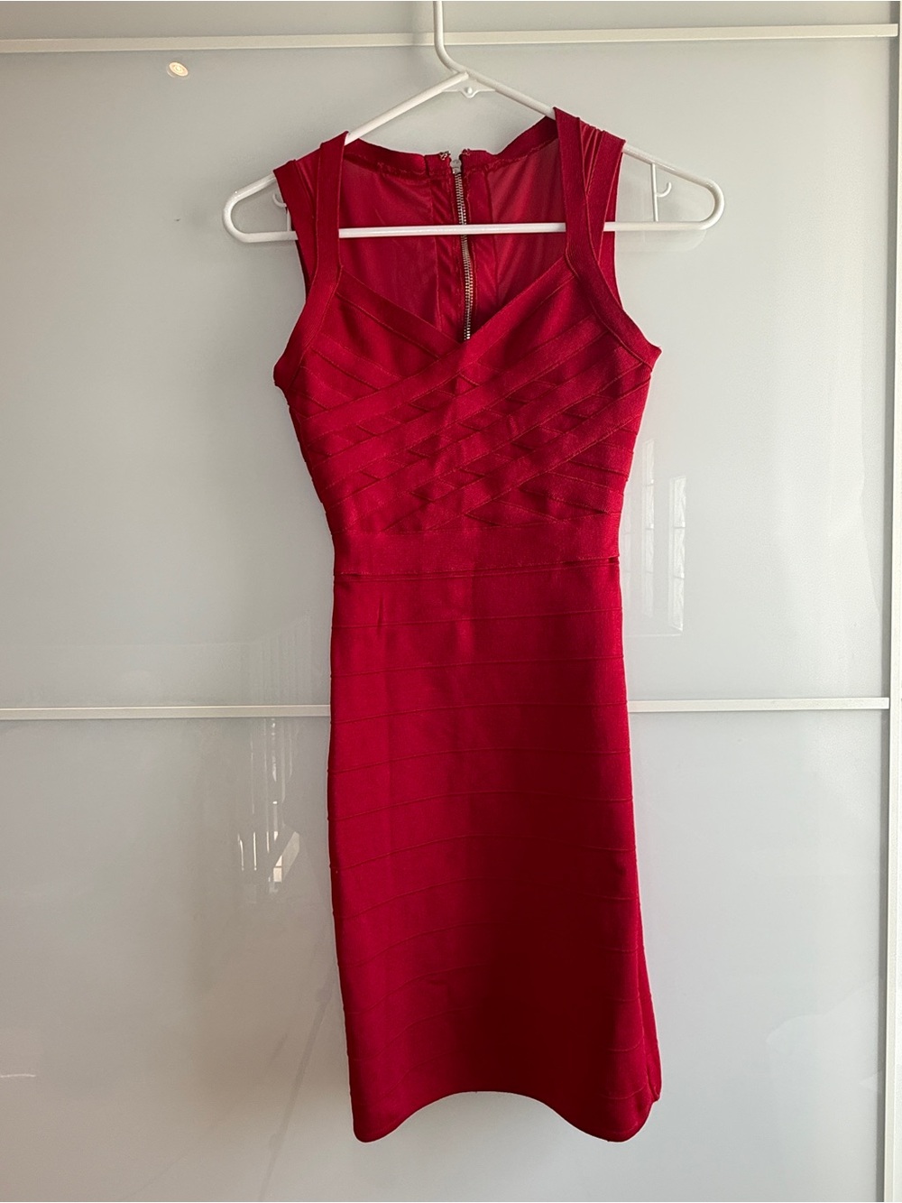 Guess Sleeveless Red Bandage Sheath Dress XS